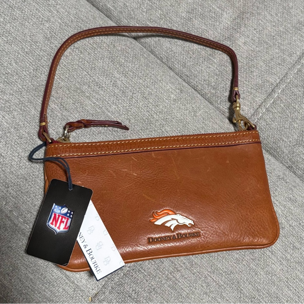 Dooney & Bourke Tan Leather Wristlet with NFL Logo